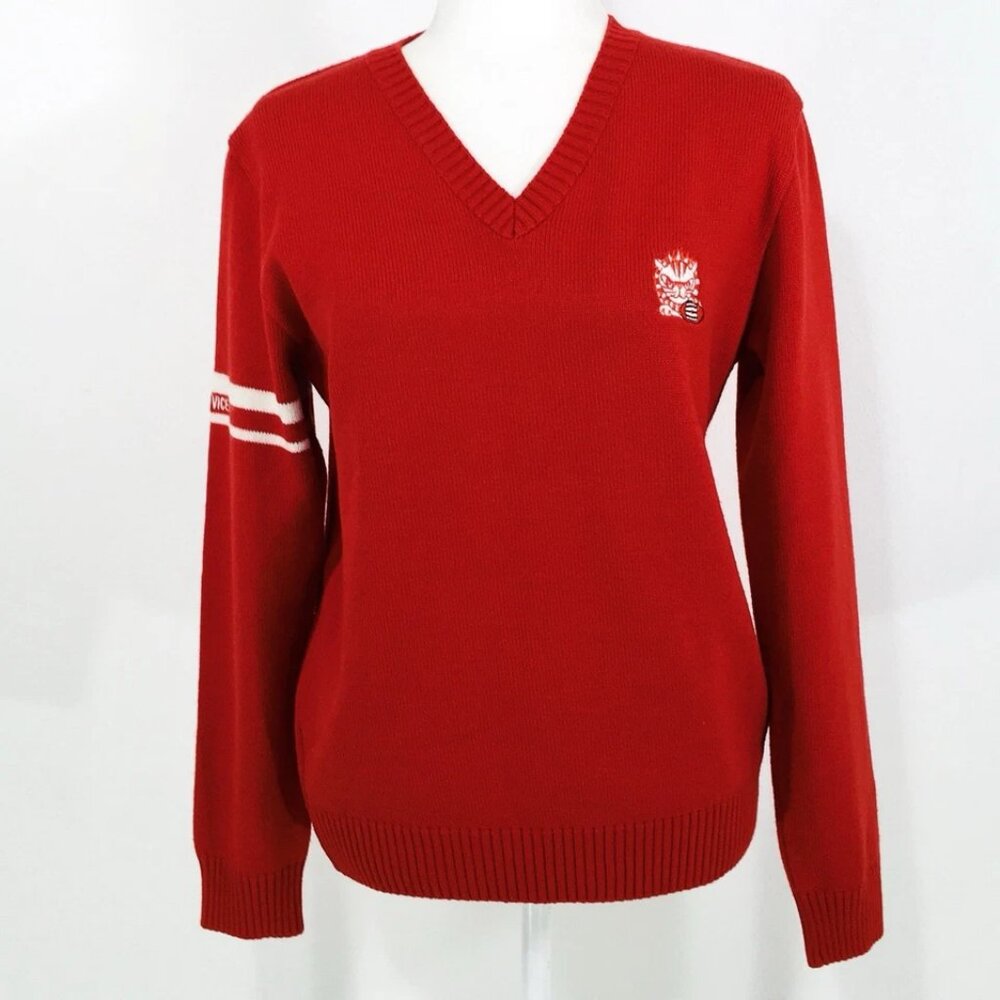 Creativity Made In Italy Red Rugby Sweater Sz M Wool Blend